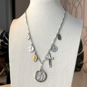 Mixed medals antique charms on a stainless steel necklace 💫 18.5” long
